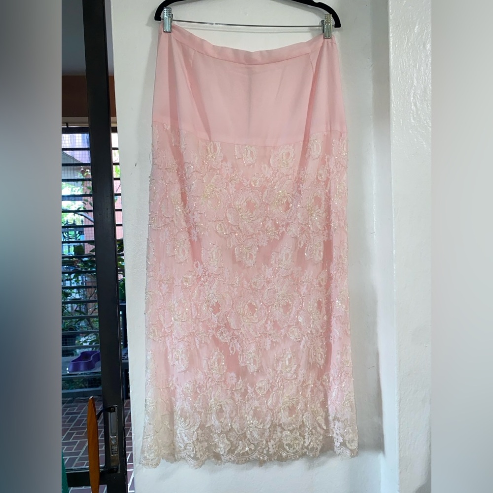 Tailor Vintage Pink and Cream Midi Skirt